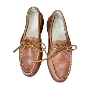 Sperry Top-Sider Womens Authentic Original Boat Shoes Tan Leather STS83275 5.5